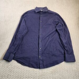 Charles Tyrwhitt Dress Shirt 16 34 Slim Fit Blue‎ Geometric design